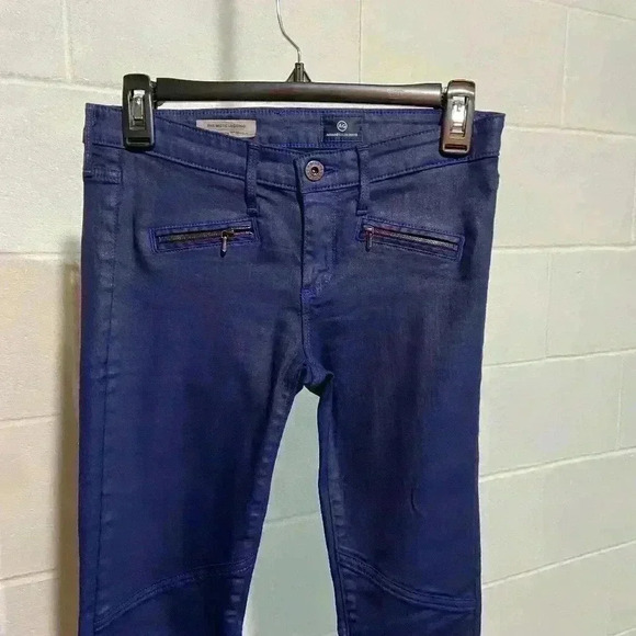 AG‎ Adriano Goldschmied Women's Coated Denim Moto Jeans 27R Mariner - Picture 5 of 10